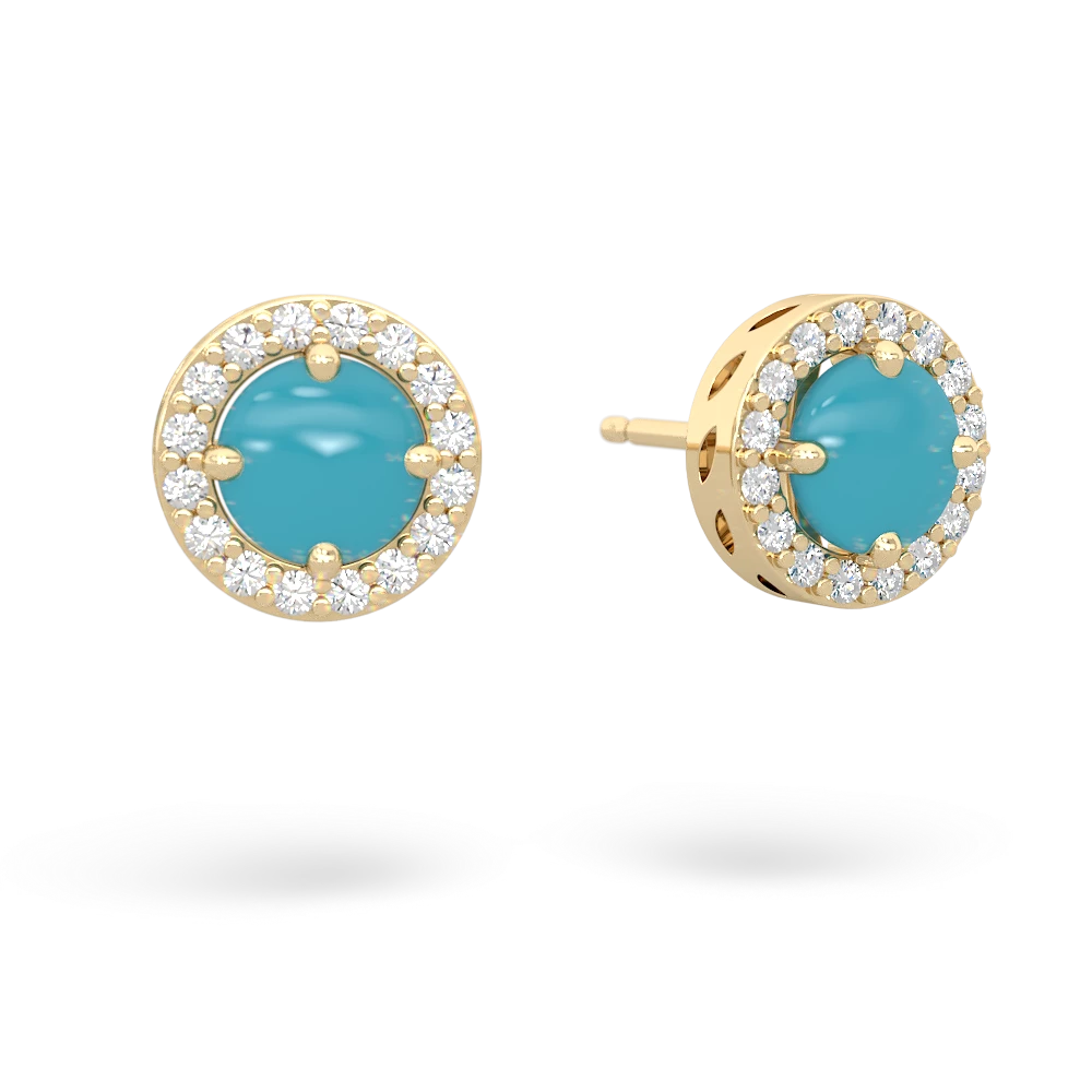 Turquoise Halo 14K Yellow Gold earrings E5320