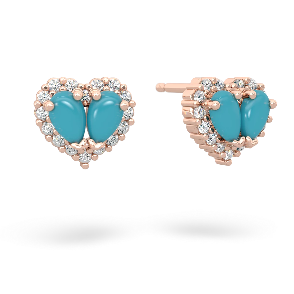 Turquoise Halo 14K Rose Gold earrings E7008