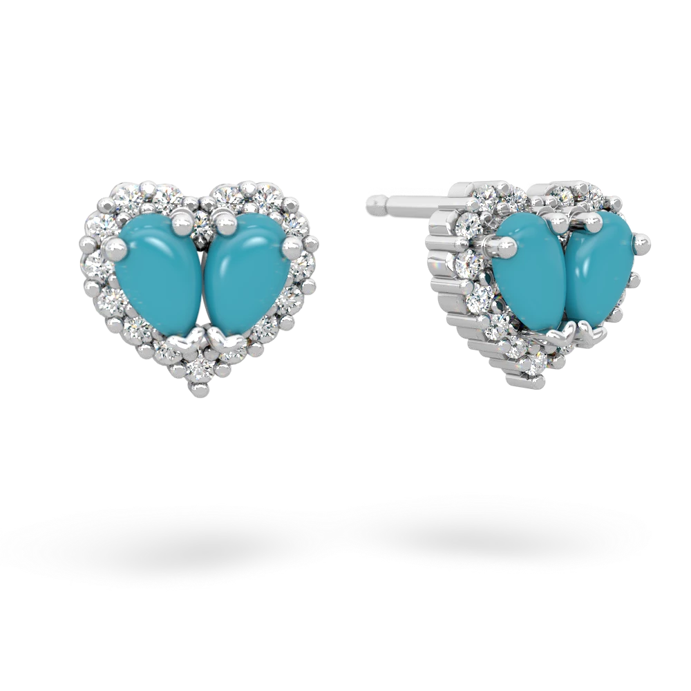 Turquoise Halo 14K White Gold earrings E7008