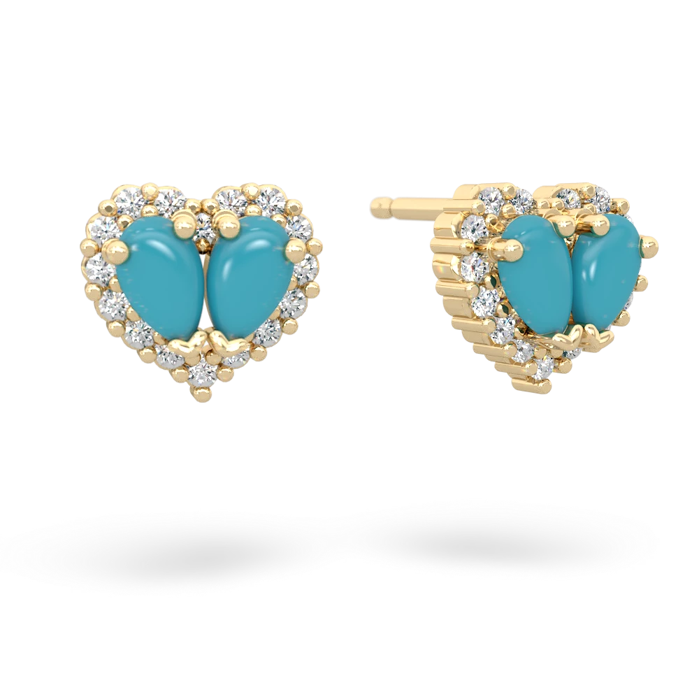 Turquoise Halo 14K Yellow Gold earrings E7008