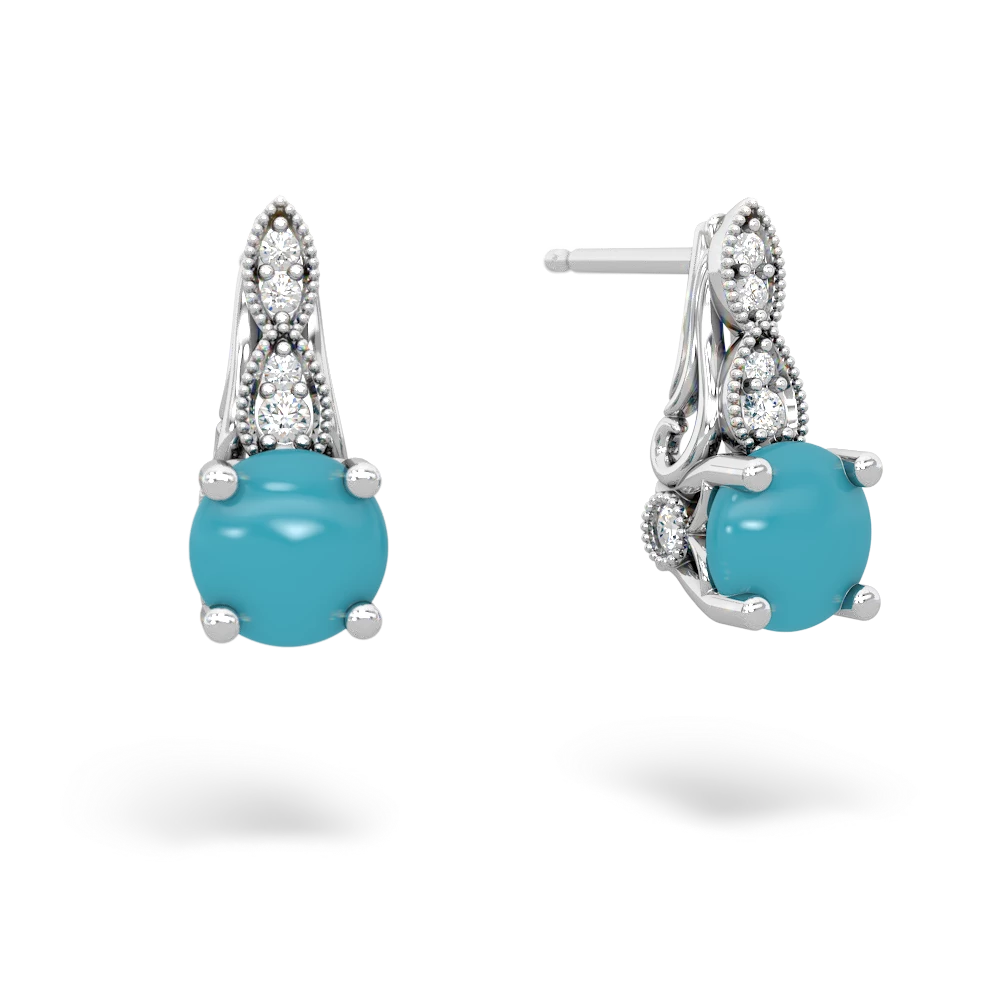 Turquoise Antique Elegance 14K White Gold earrings E3100