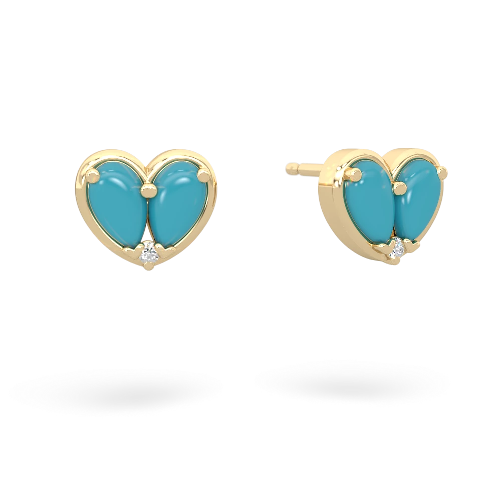 Turquoise 'Our Heart' 14K Yellow Gold earrings E5072