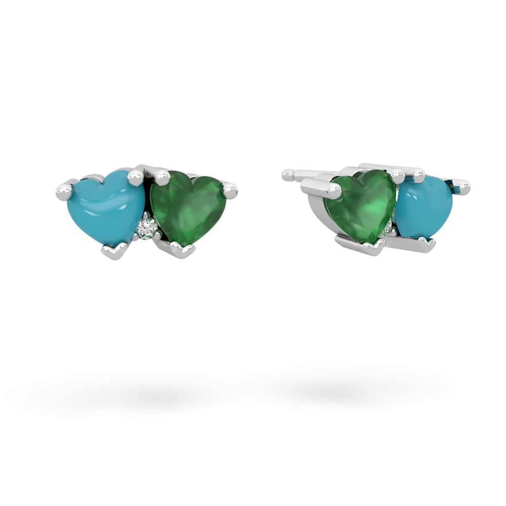 Turquoise Sweethearts 14K White Gold earrings E5260