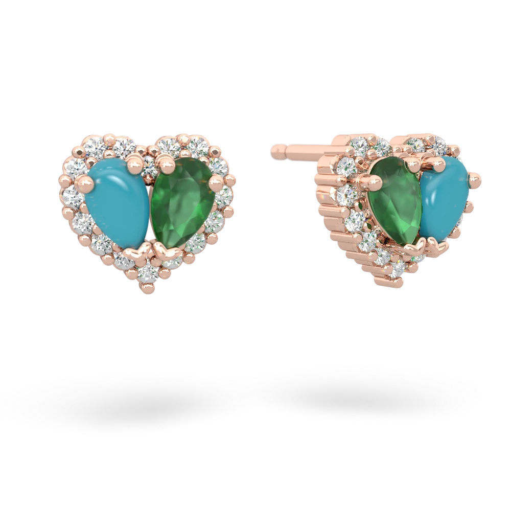 Turquoise Halo 14K Rose Gold earrings E7008