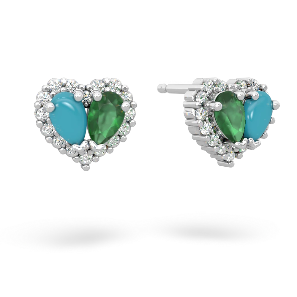 Turquoise Halo 14K White Gold earrings E7008