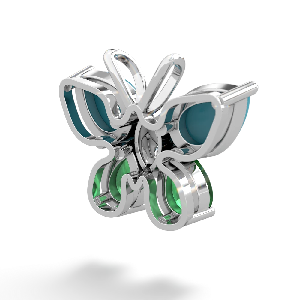 Turquoise Butterfly 14K White Gold pendant P2215