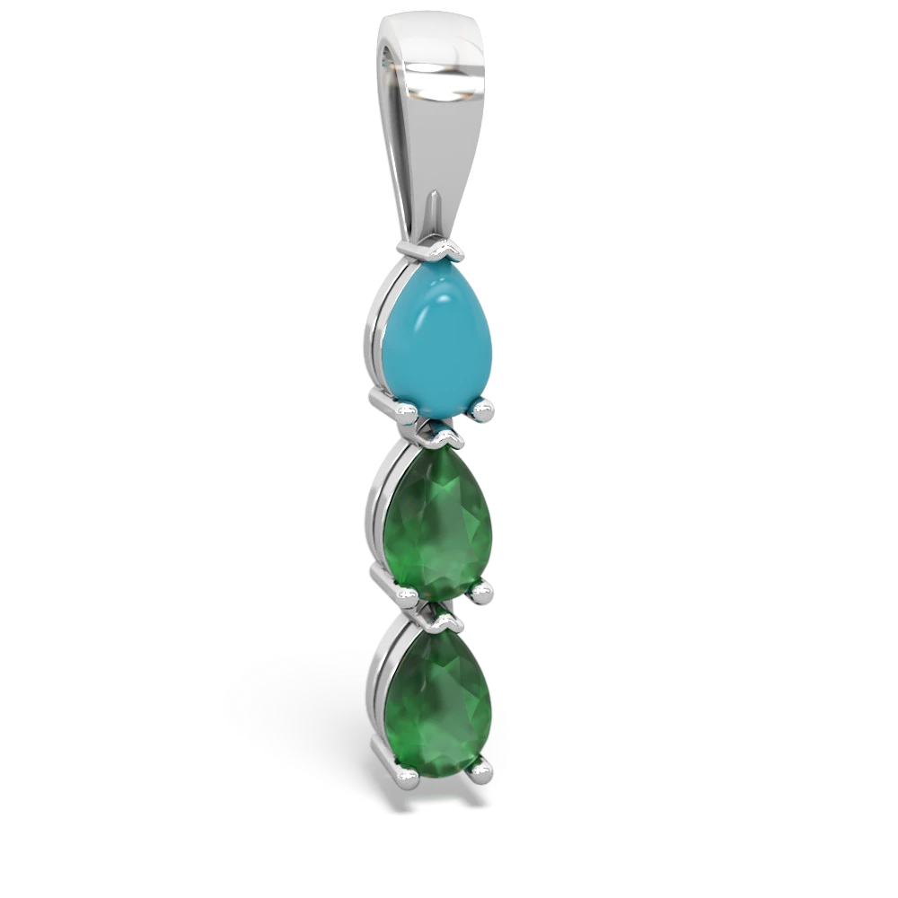 Turquoise Dew Drops 14K White Gold pendant P2251