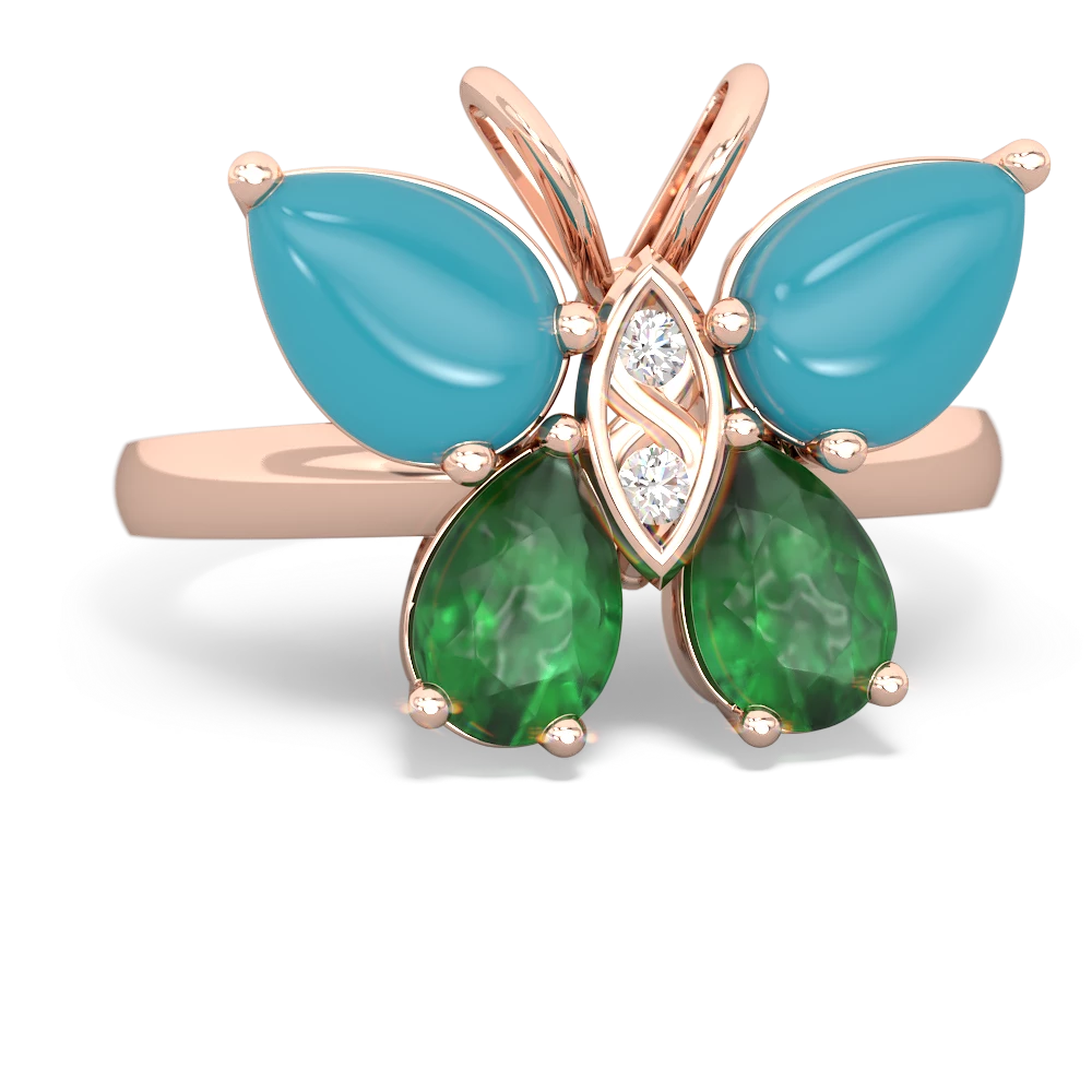 Turquoise Butterfly 14K Rose Gold ring R2215