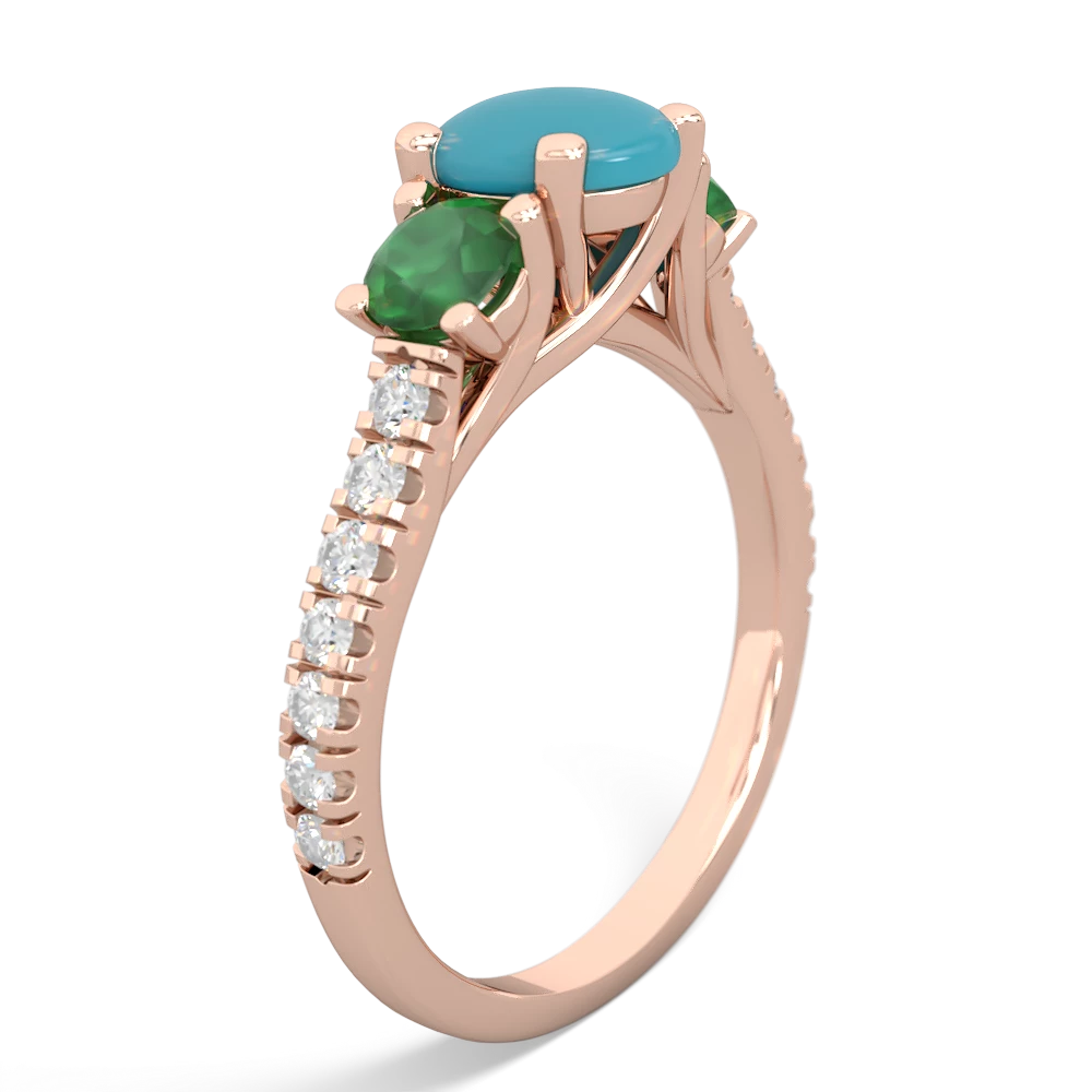 Turquoise Pave Trellis 14K Rose Gold ring R5500