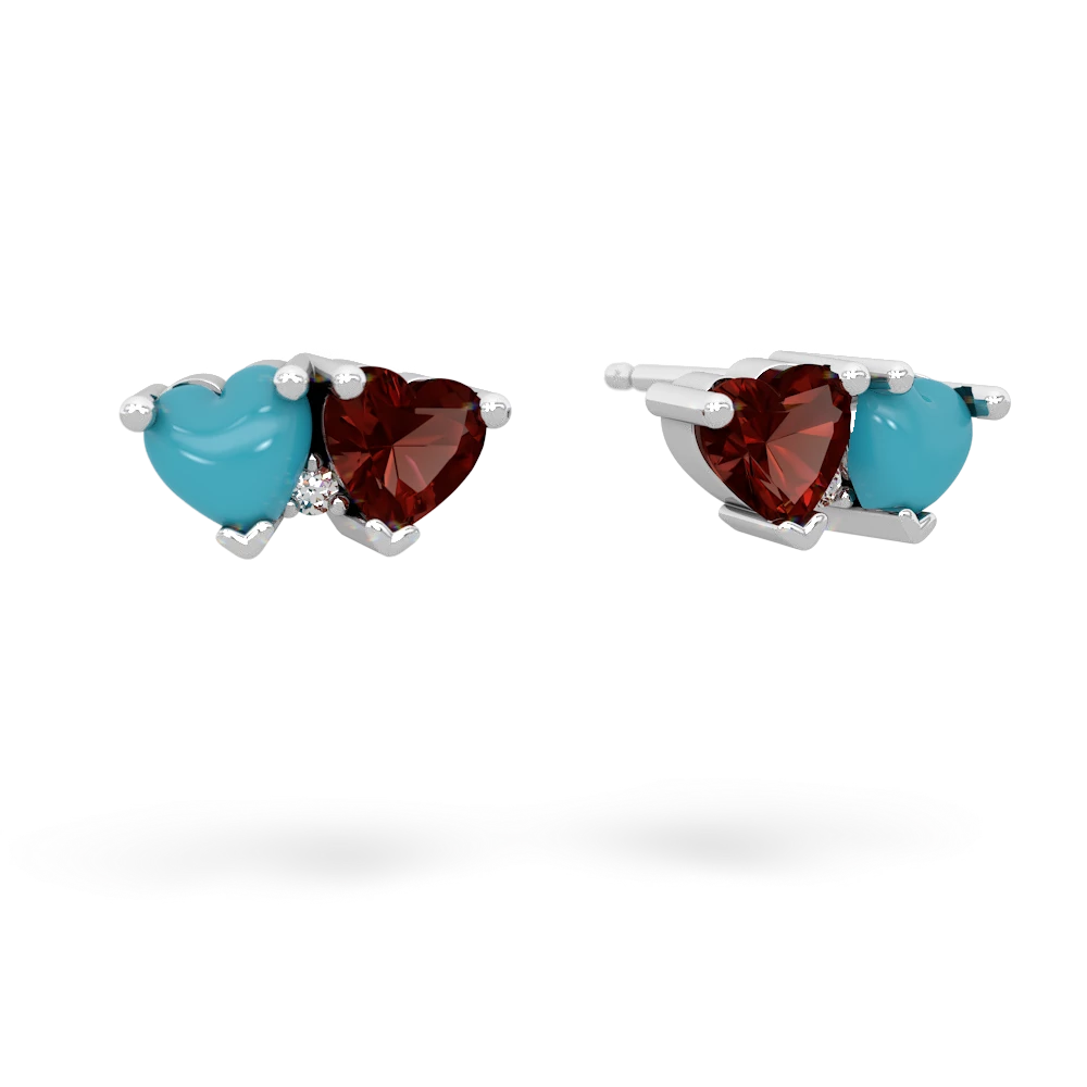 Turquoise Sweethearts 14K White Gold earrings E5260