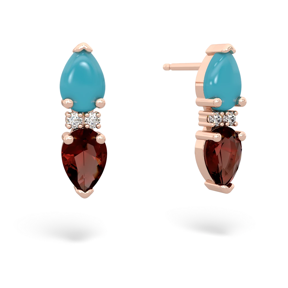 Turquoise Bowtie Drop 14K Rose Gold earrings E0865