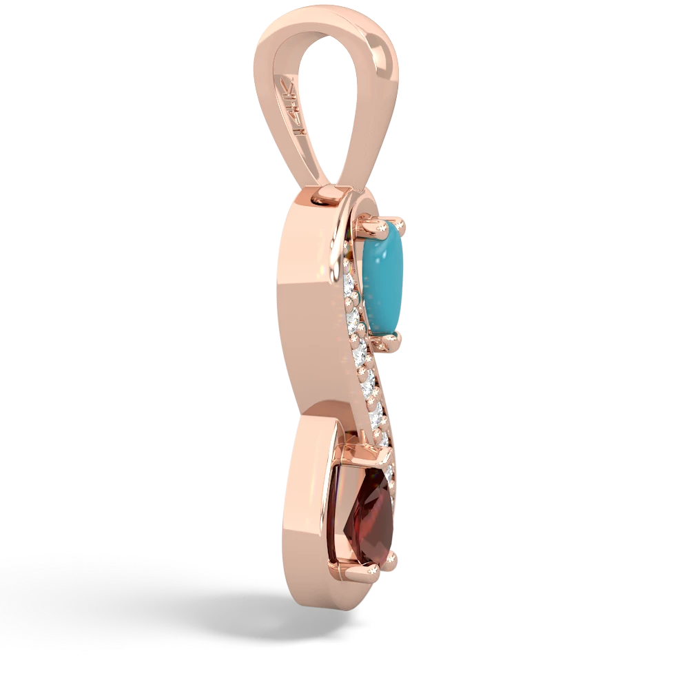 Turquoise Diamond Infinity 14K Rose Gold pendant P5390