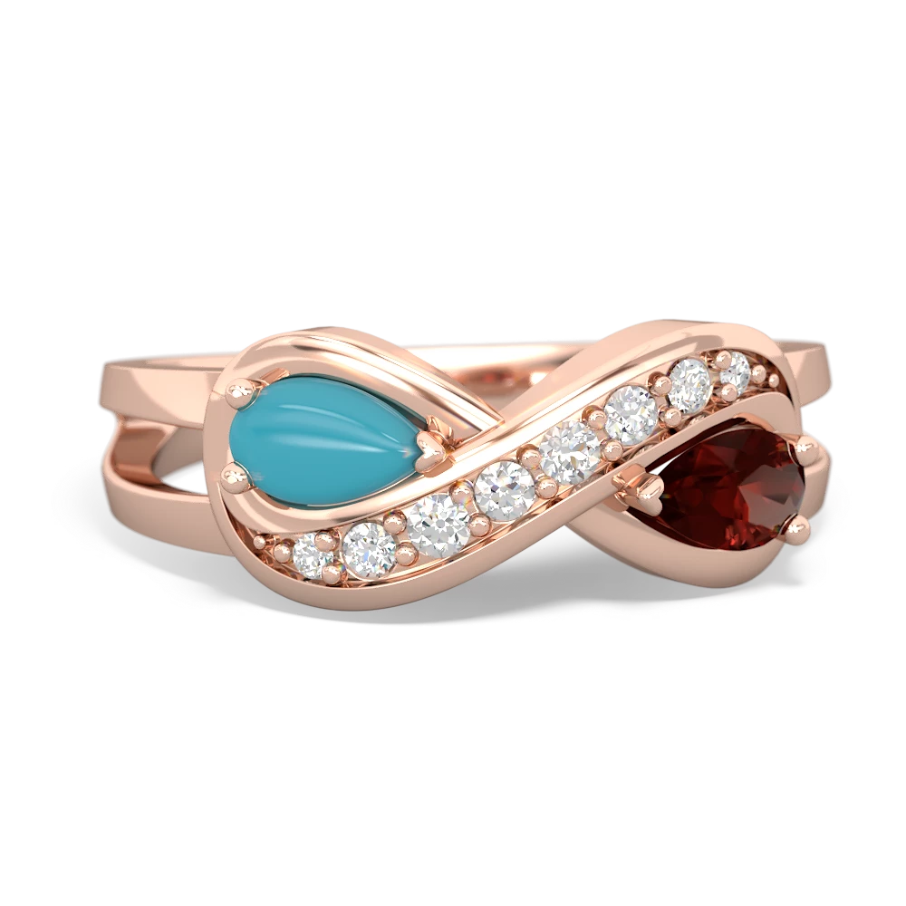 Turquoise Diamond Infinity 14K Rose Gold ring R5390