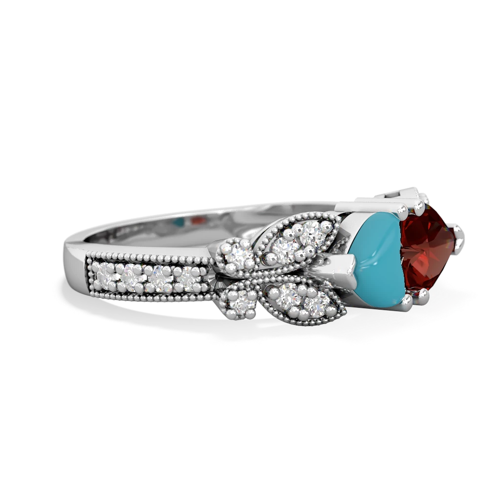 Turquoise Diamond Butterflies 14K White Gold ring R5601