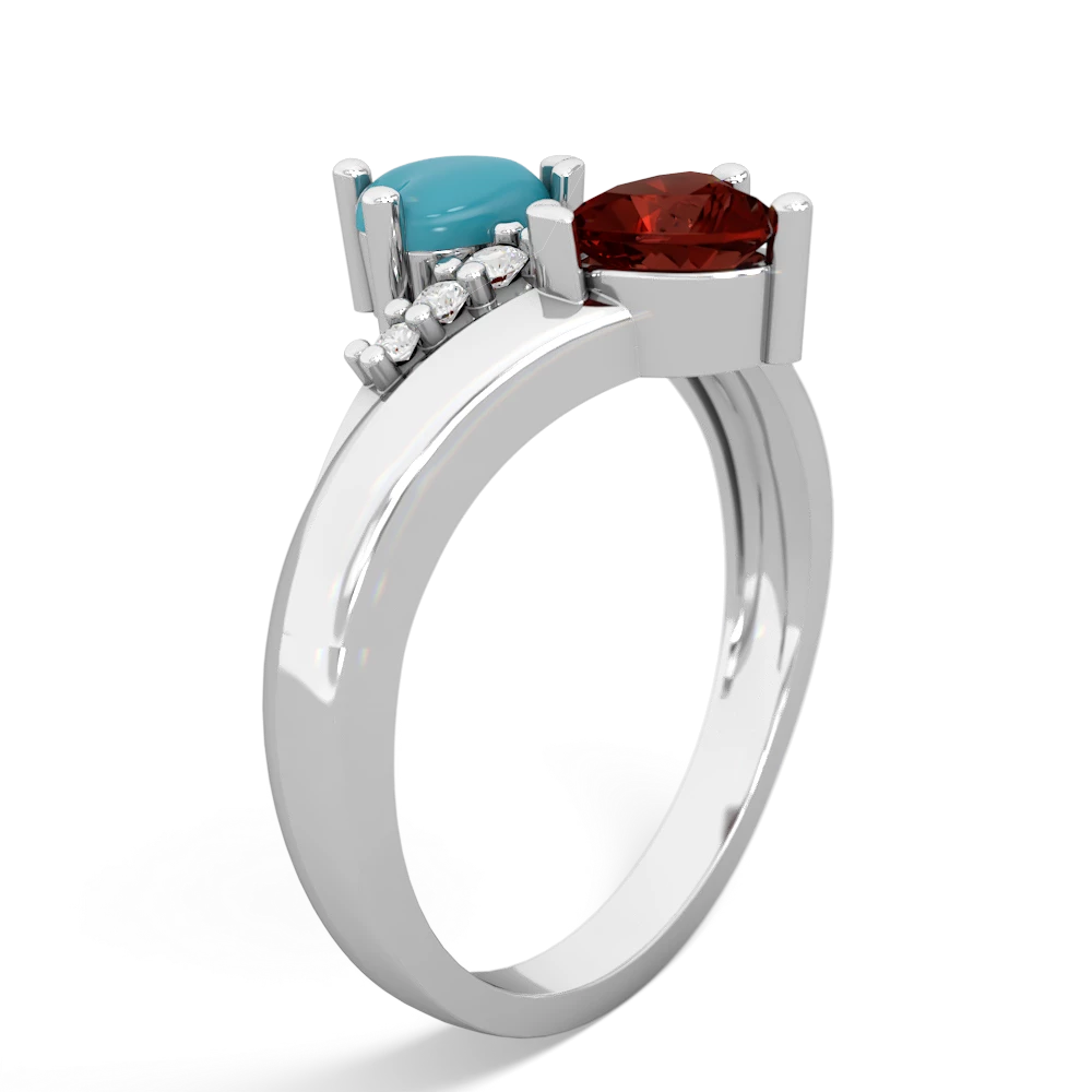 Turquoise Heart To Heart 14K White Gold ring R2064