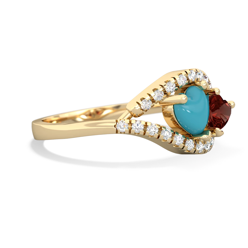 Turquoise Mother And Child 14K Yellow Gold ring R3010