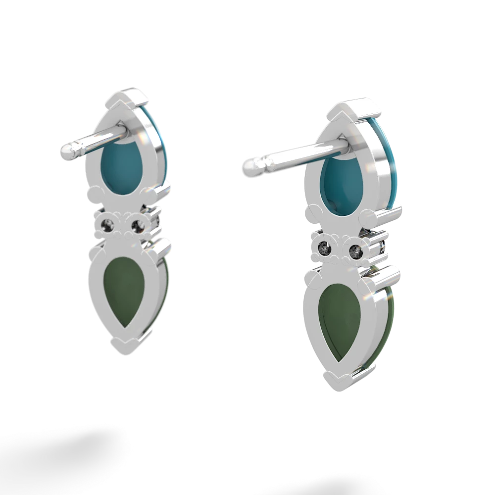 Turquoise Bowtie Drop 14K White Gold earrings E0865