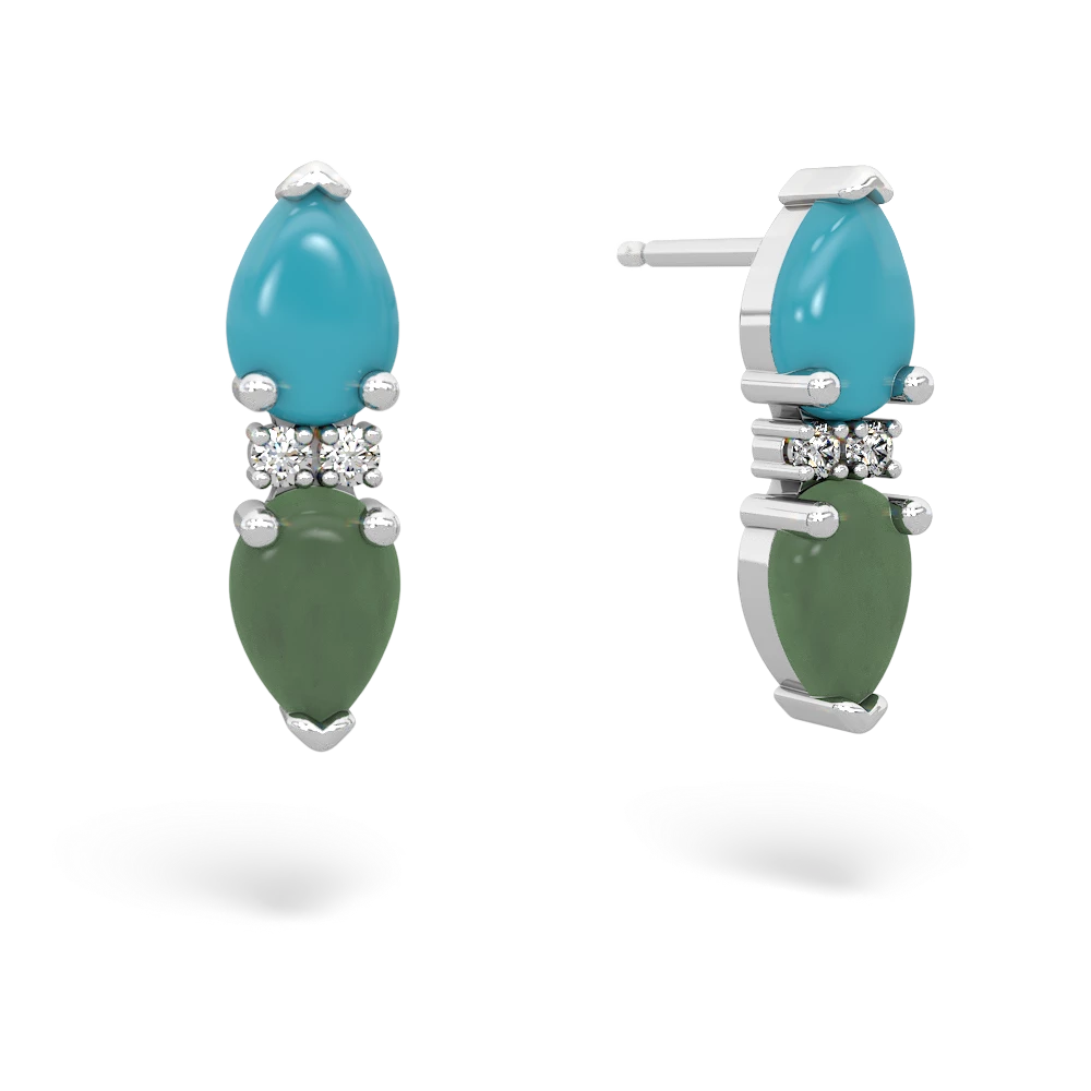 Turquoise Bowtie Drop 14K White Gold earrings E0865