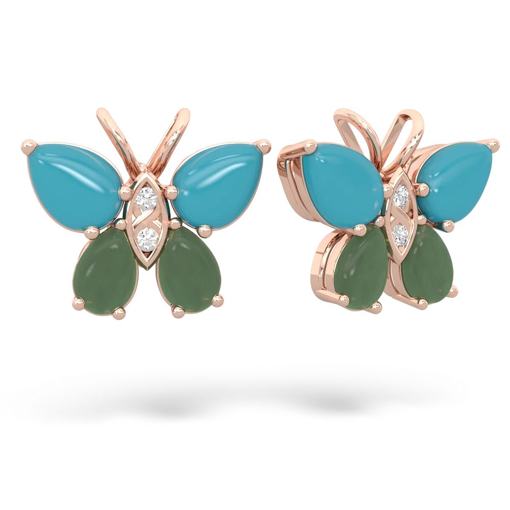 Turquoise Butterfly 14K Rose Gold earrings E2215