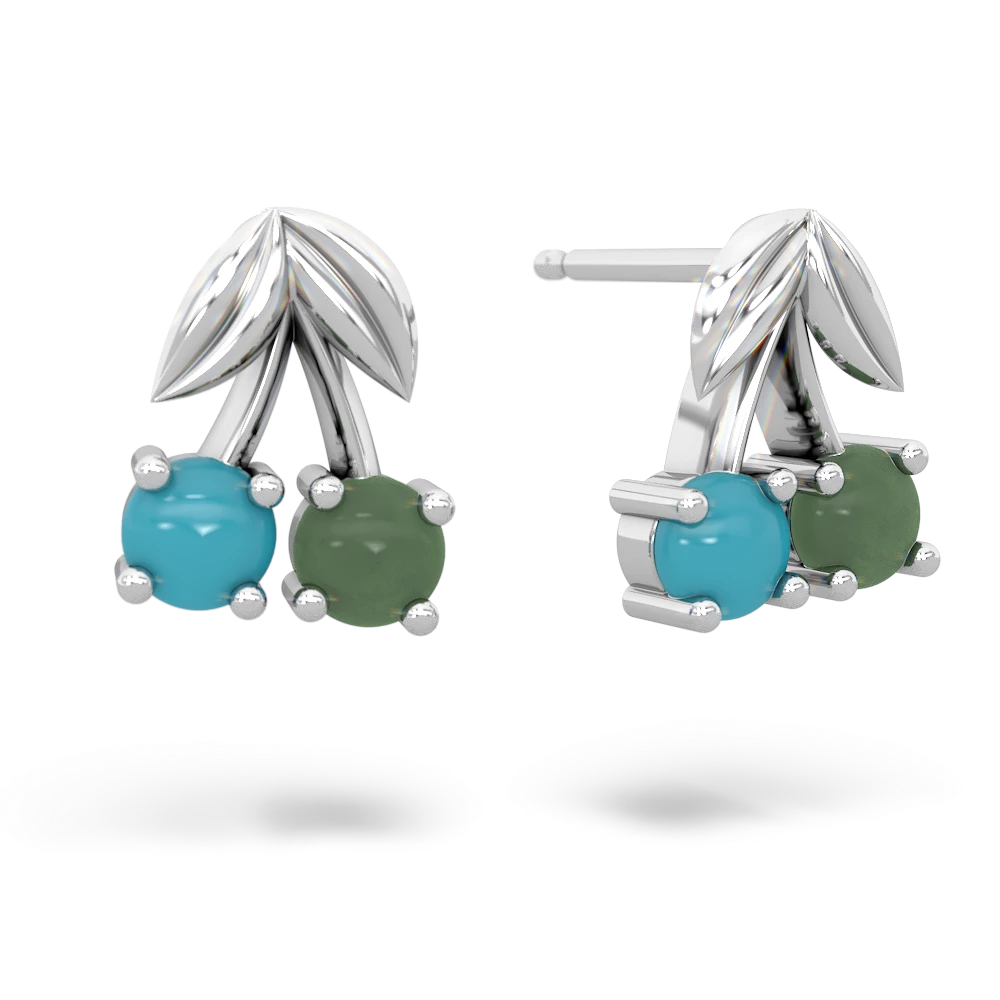 Turquoise Sweet Cherries 14K White Gold earrings E7001