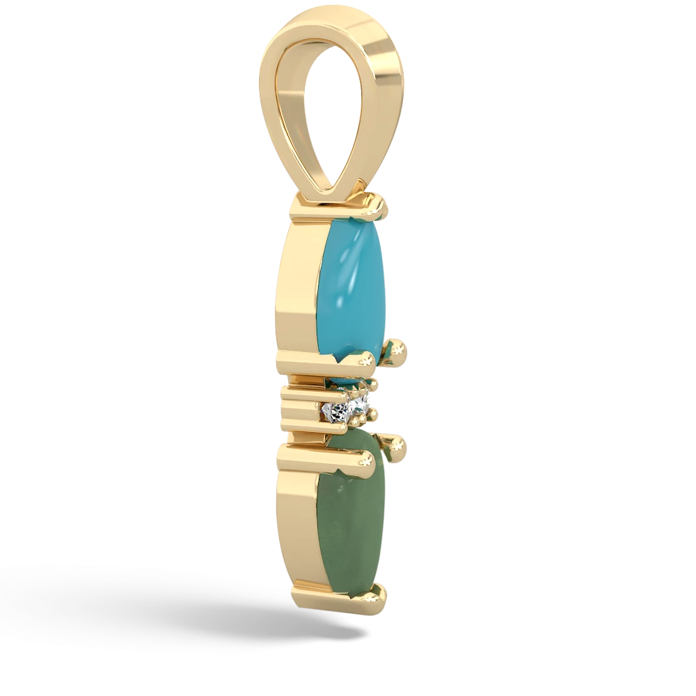 Turquoise Bowtie Drop 14K Yellow Gold pendant P0865