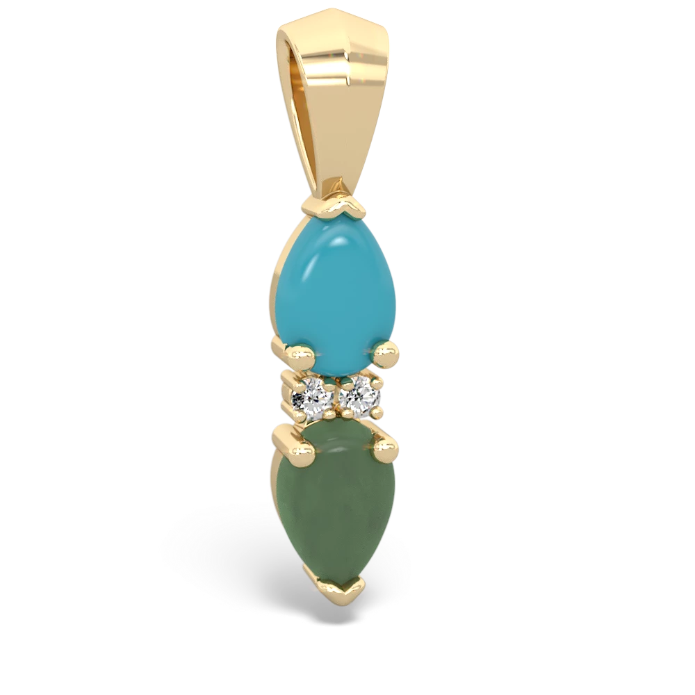 Turquoise Bowtie Drop 14K Yellow Gold pendant P0865