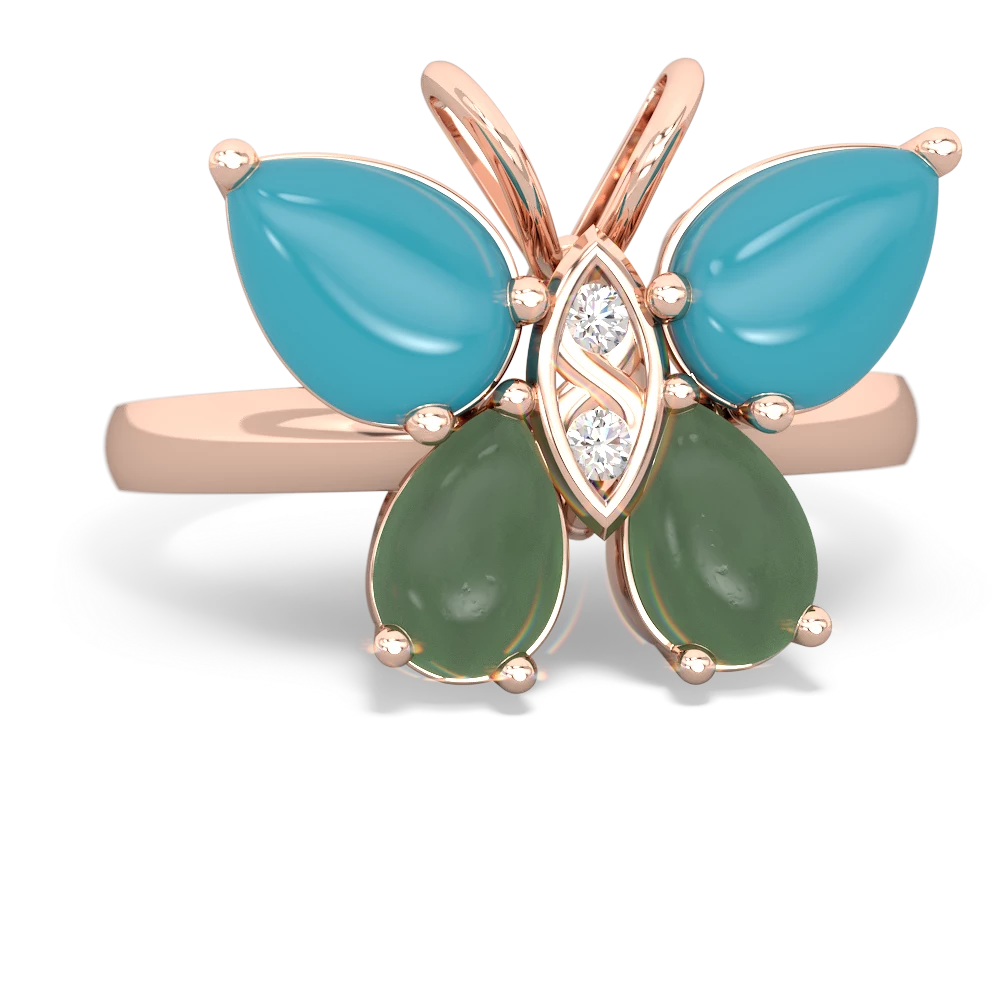 Turquoise Butterfly 14K Rose Gold ring R2215