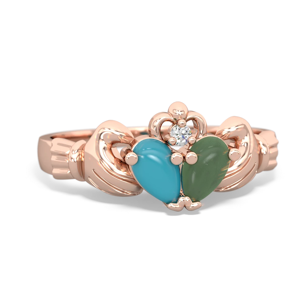 Turquoise 'Our Heart' Claddagh 14K Rose Gold ring R2388