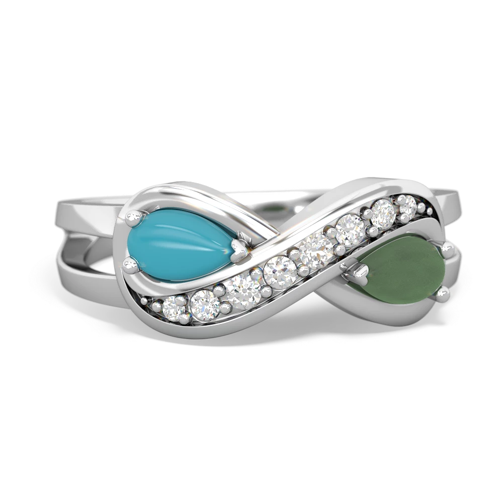 Turquoise Diamond Infinity 14K White Gold ring R5390