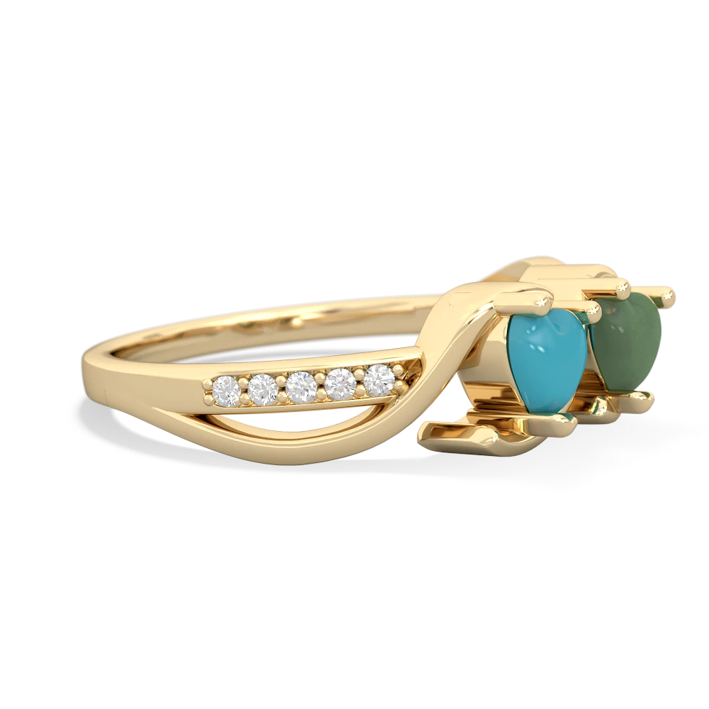 Turquoise Side By Side 14K Yellow Gold ring R3090