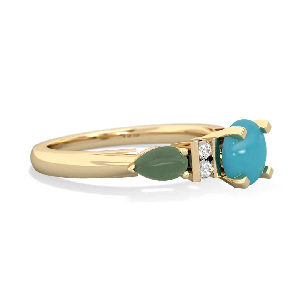 Turquoise 6Mm Round Eternal Embrace Engagement 14K Yellow Gold ring R2005