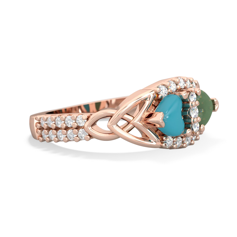 Turquoise Sparkling Celtic Knot 14K Rose Gold ring R2645