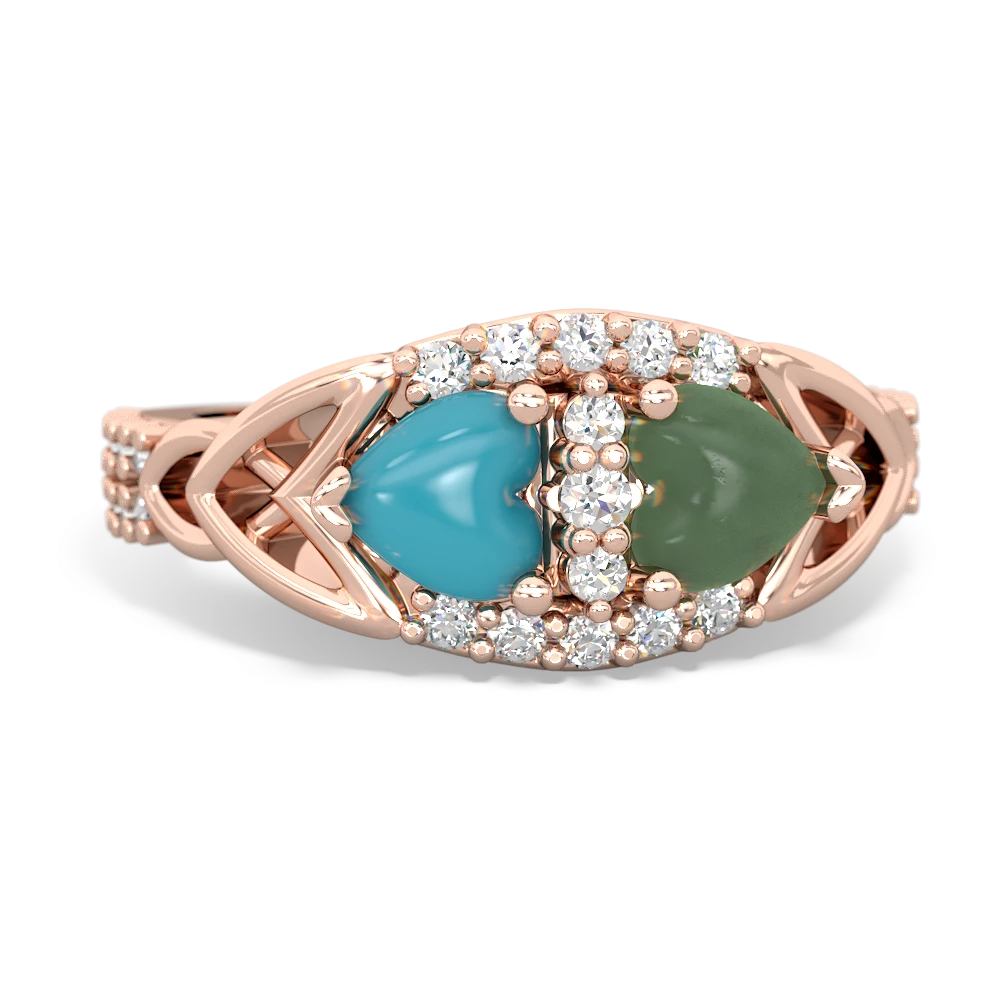 Turquoise Sparkling Celtic Knot 14K Rose Gold ring R2645