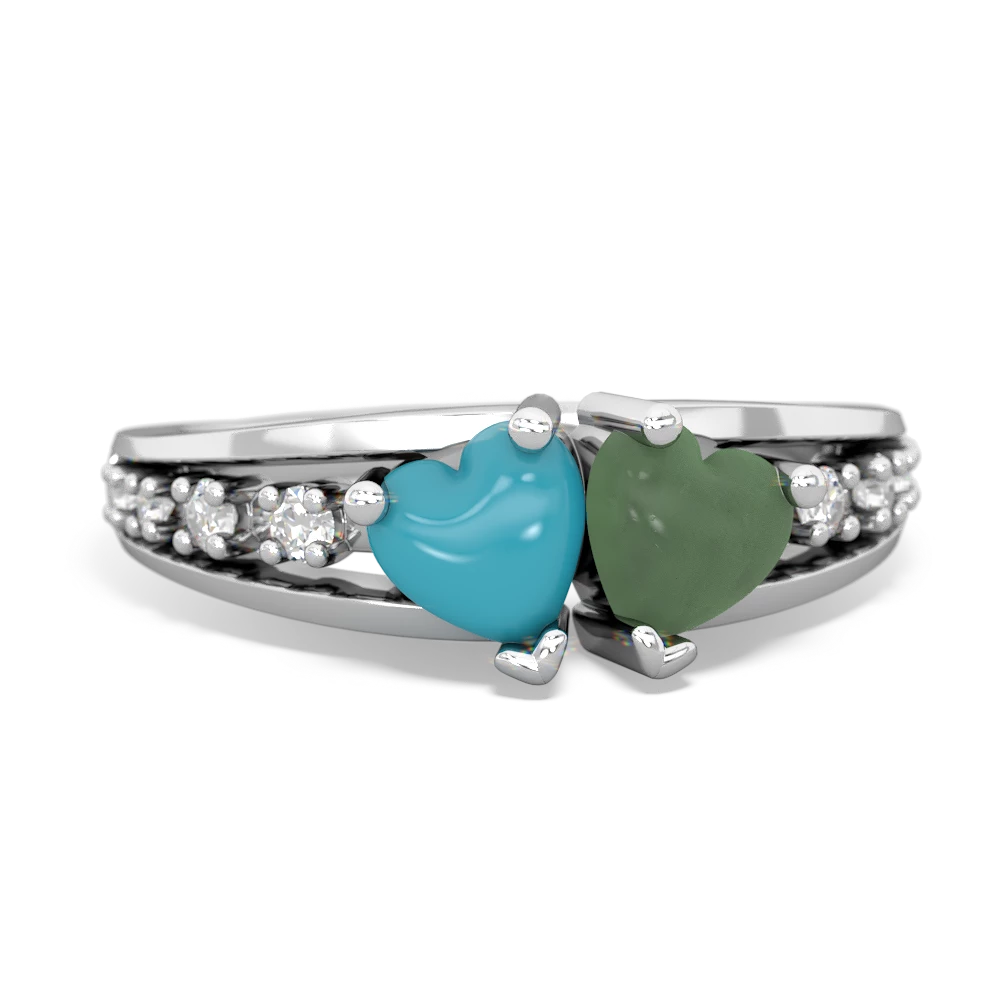 Turquoise Heart To Heart 14K White Gold ring R3342