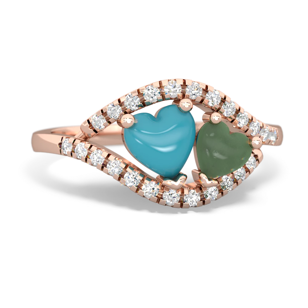 Turquoise Mother And Child 14K Rose Gold ring R3010