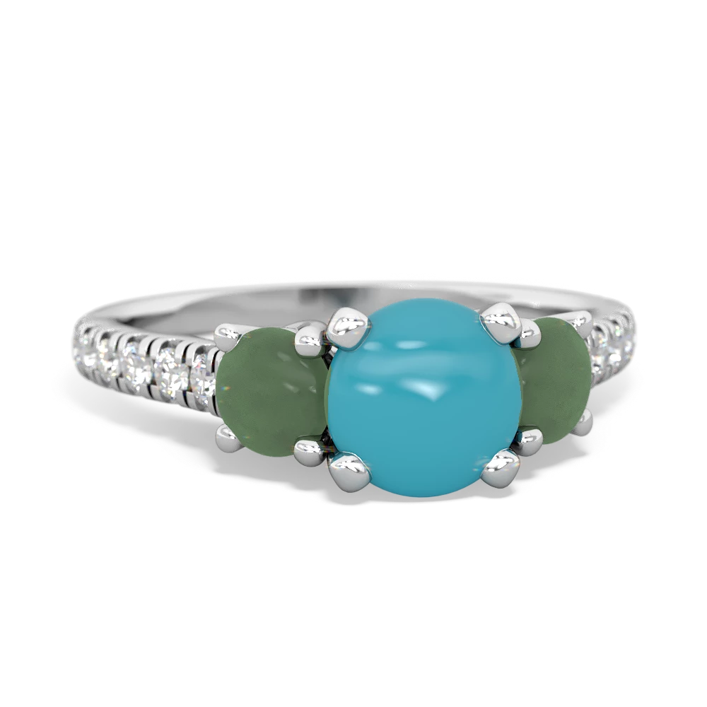 Turquoise Pave Trellis 14K White Gold ring R5500