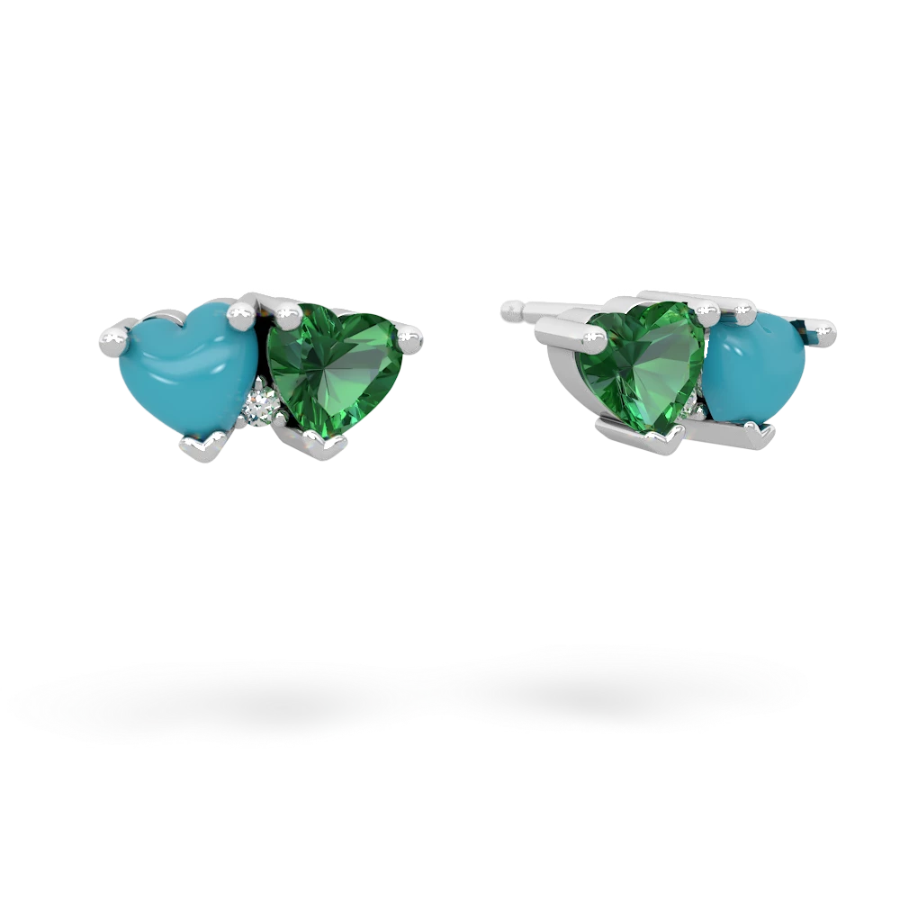 Turquoise Sweethearts 14K White Gold earrings E5260