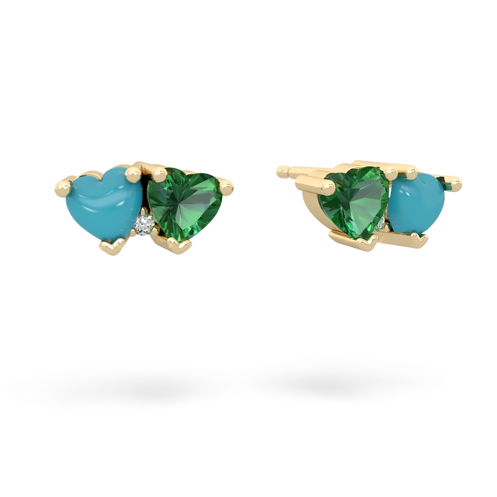 Turquoise Sweethearts 14K Yellow Gold earrings E5260