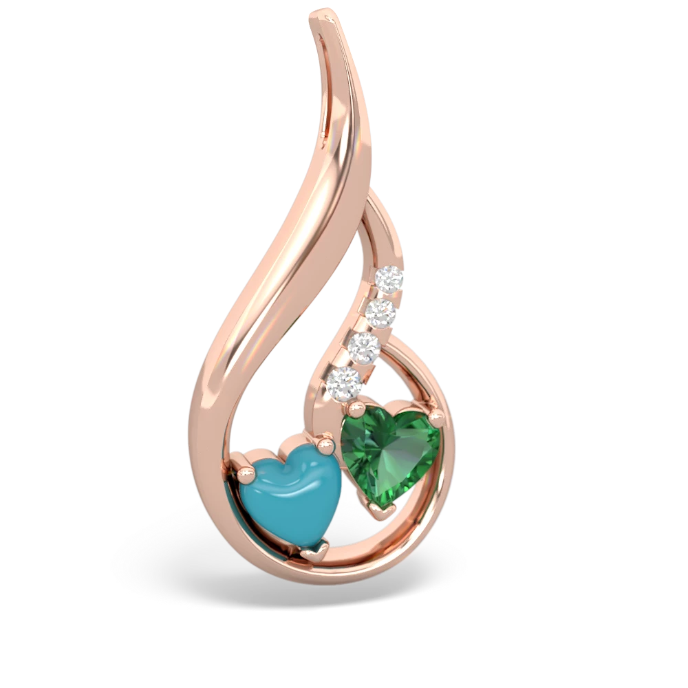 Turquoise Keepsake Curves 14K Rose Gold pendant P5450