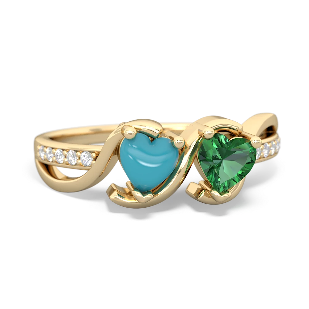 Turquoise Side By Side 14K Yellow Gold ring R3090