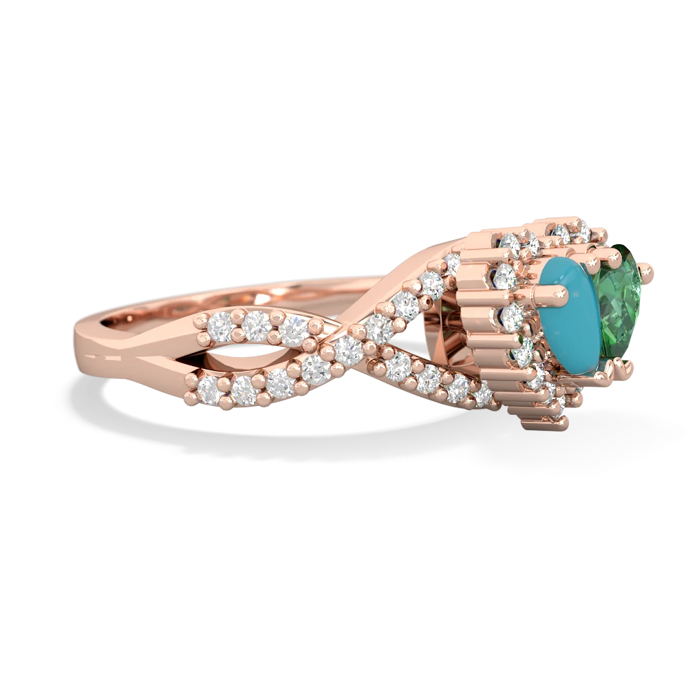 Turquoise Diamond Twist 'One Heart' 14K Rose Gold ring R2640HRT