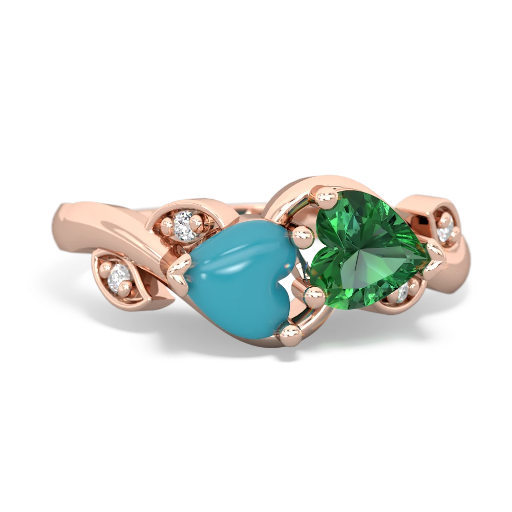 Turquoise Floral Elegance 14K Rose Gold ring R5790