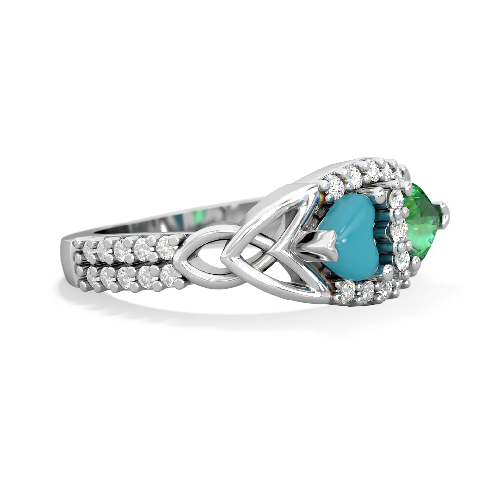 Turquoise Sparkling Celtic Knot 14K White Gold ring R2645