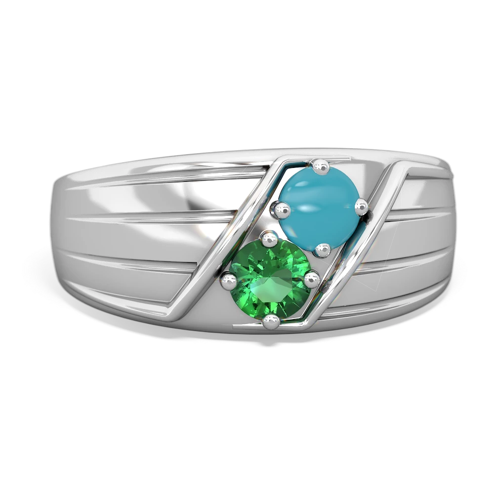 Turquoise Men's Streamline 14K White Gold ring R0460