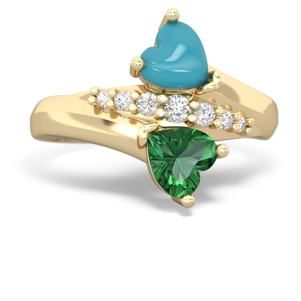 Turquoise Heart To Heart 14K Yellow Gold ring R2064