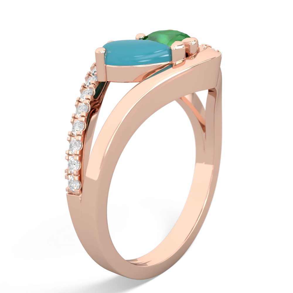 Turquoise Nestled Heart Keepsake 14K Rose Gold ring R5650