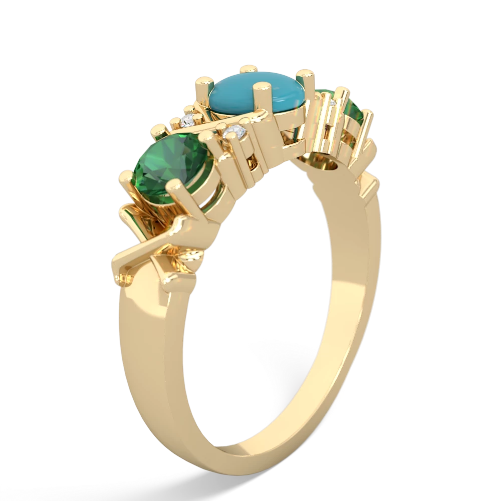 Turquoise Hugs And Kisses 14K Yellow Gold ring R5016