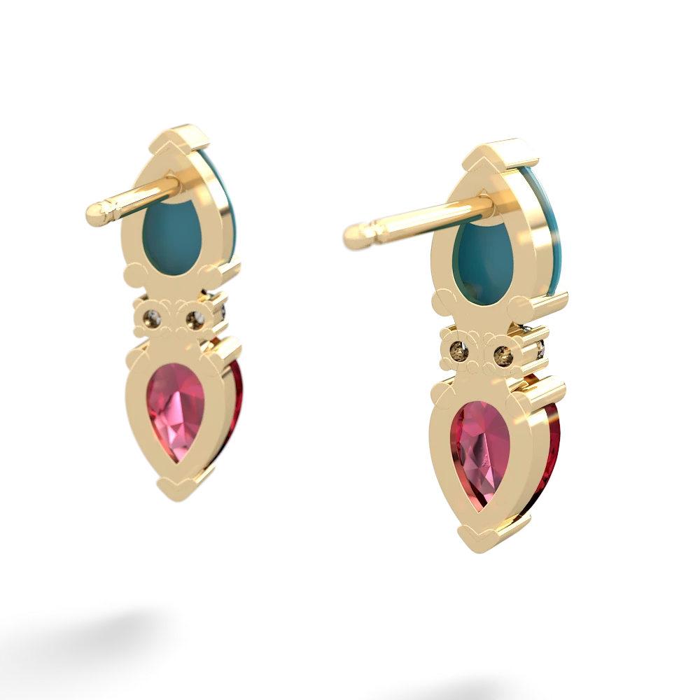 Turquoise Bowtie Drop 14K Yellow Gold earrings E0865