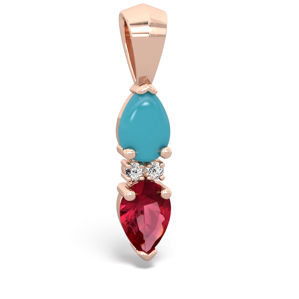 Turquoise Bowtie Drop 14K Rose Gold pendant P0865