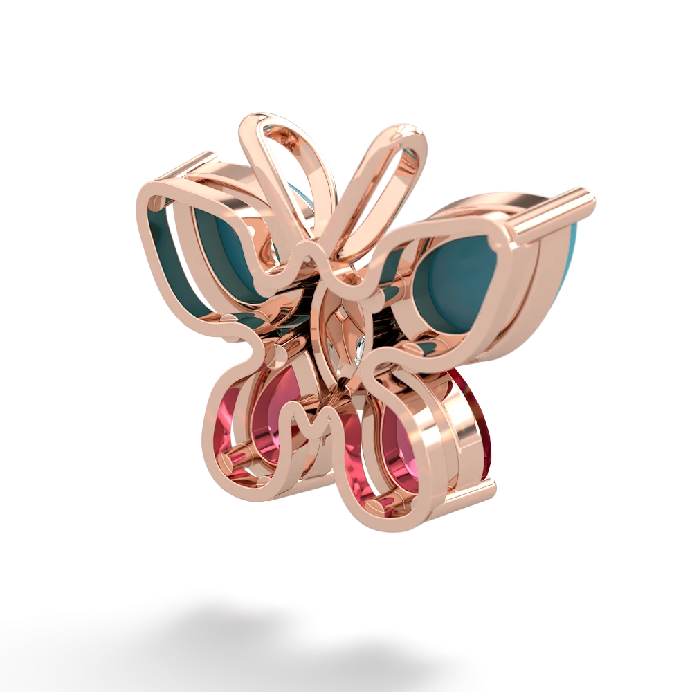 Turquoise Butterfly 14K Rose Gold pendant P2215